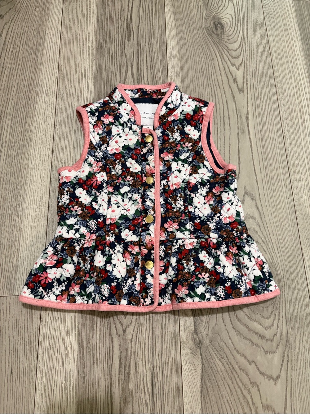 Janie and Jack Blue Floral Quilted Vest Size 2T